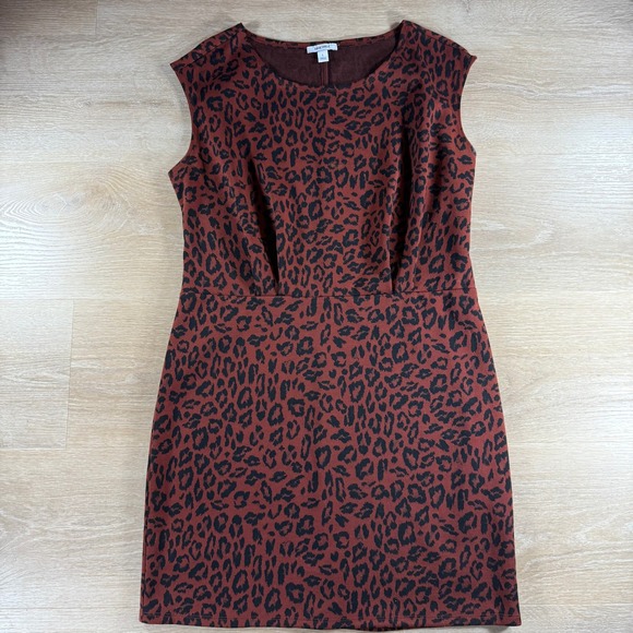 Nine West Dresses & Skirts - Nine West Leopard Print Sleeveless Dress Brown Black‎ Casual Mobwife Size L